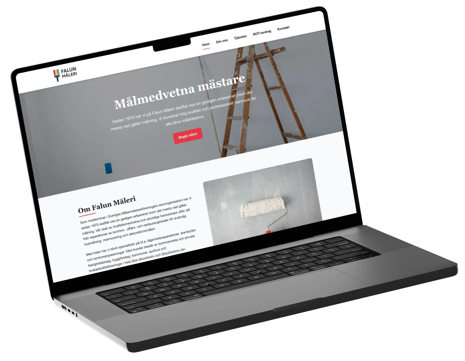 Exempel på hemsida för målerifirma