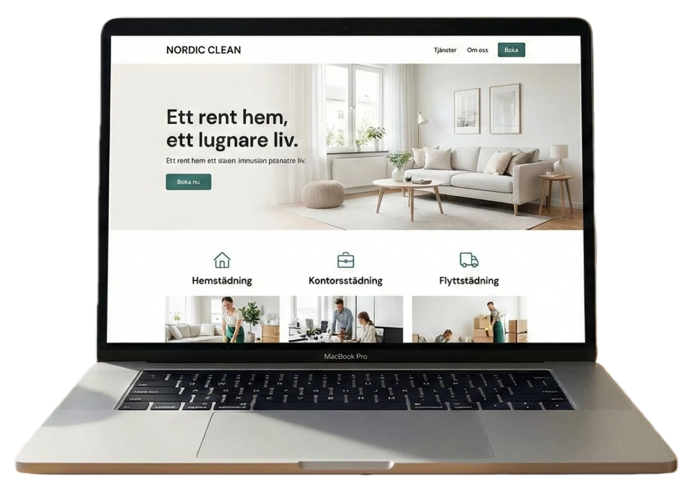 Exempel på hemsida för städfirma